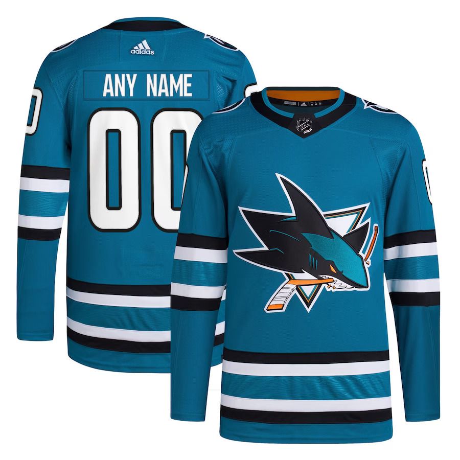 Men San Jose Sharks adidas Teal Home Primegreen Authentic Pro Custom NHL Jersey